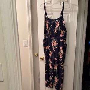 Old Navy Floral Jumpsuit - Navy and Pink
